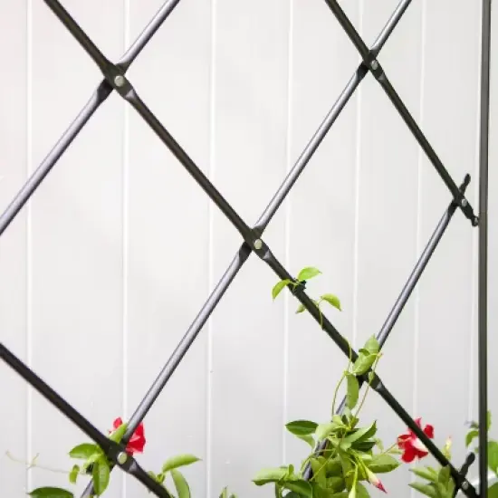 Achla Designs 95" Traditional Freestanding Lattice Iron Garden Trellis Graphite Powder Coat Finish image {8}