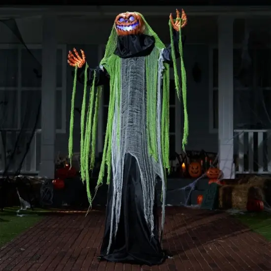 Joyfy 72'' Halloween Standing Pumpkin Ghost Outdoor Decoration, Sound-Actived Life Size Animatronics Ghost Haunted House Props for Garden Yard Lawn image {6}