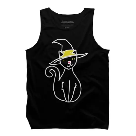 Men's Design By Humans Halloween Witchy Cat By BubbSnugg Tank Top image {4}