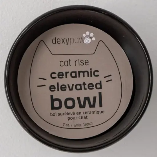 Dexypaws: Elevated Ceramic Cat Bowl, Black & Gold Fish, 7oz, Pet Feeding Dish image {2}