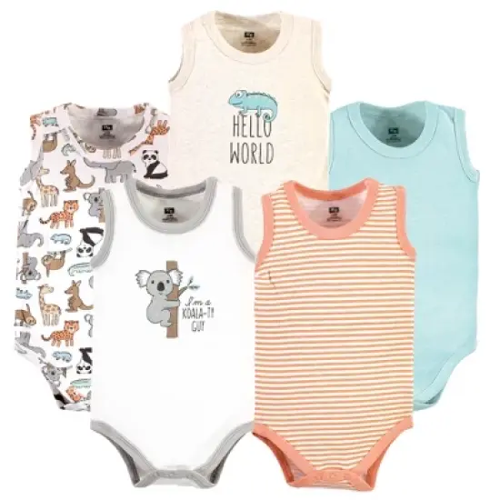 Hudson Baby Infant Boy Cotton Sleeveless Bodysuits, Zoo Animals image {7}