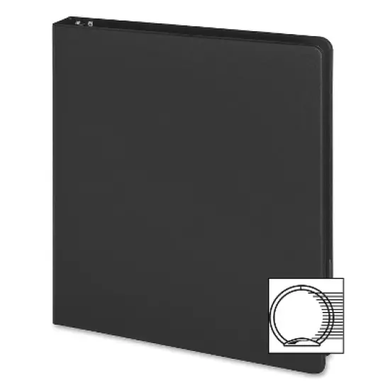 Business Source Round Ring Binder 1" Capacity 8-1/2"x5-1/2" Black 28523 image {1}