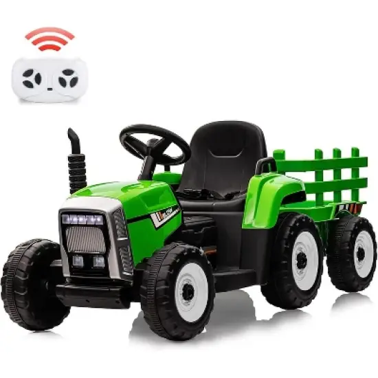 Acekool 12V Electric Tractor with Trailer & Remote, 7-LED Lights, MP3, 25W Motor, EVA Tires image {9}