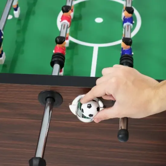 Sunnydaze Indoor Classic Faux Wood Foosball Soccer Game Table with Manual Scorers and Folding Drink Holders - 5' image {3}