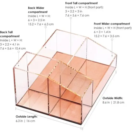 Acrylic Makeup Brush Organizer Compartment Office Organizers for Desk - Elavain image {2}