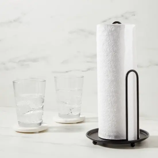 Iron Wire Paper Towel Holder Black - Threshold&trade;: Freestanding Kitchen Holder, Spot Clean, 12" Height, Iron Material image {1}