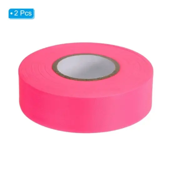 Unique Bargains PVC Non-Adhesive Flagging Tapes for Trail Outdoor 2 Pcs Pink 1" x 147 ft image {2}
