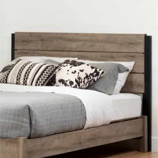 Munich Headboard Weathered Oak/Matte Black - South Shore image {1}