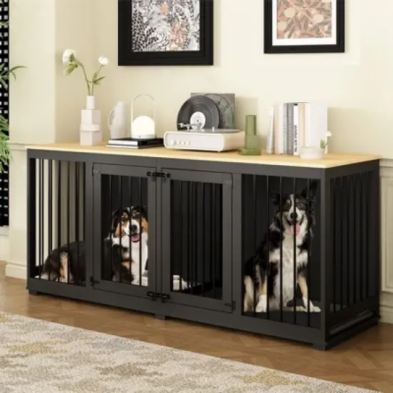 FUFU&GAGA Indoor Furniture Style Dog Kennel with Removable Divider for 2  Dogs image {1}