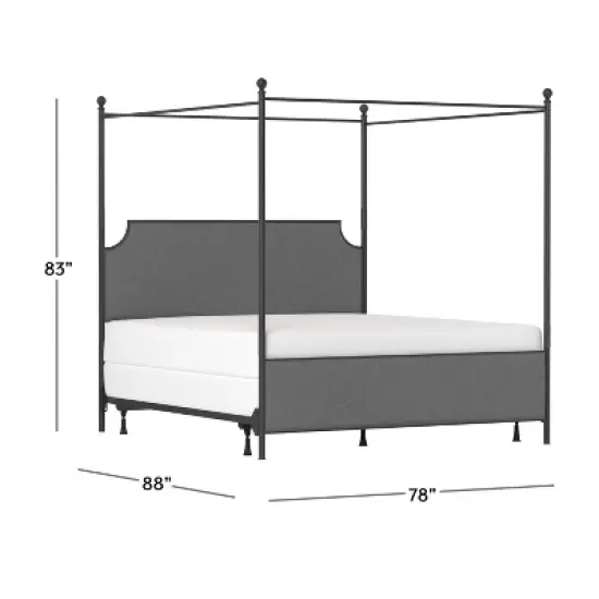 Mcarthur Metal and Upholstered Canopy Bed Matte Black/Gray Fabric - Hillsdale Furniture image {2}