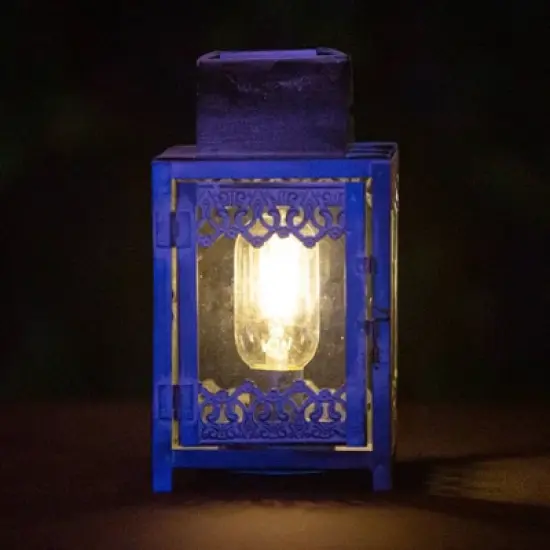 13" Decorative Lighted Outdoor Lantern Black/Gray - Ultimate Innovations image {1}