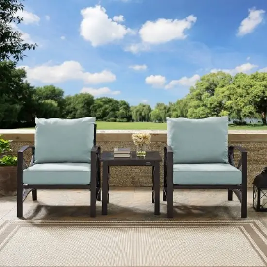 3pc Kaplan Outdoor Seating Set with 2 Chairs & Side Table - Mist - Crosley image {5}