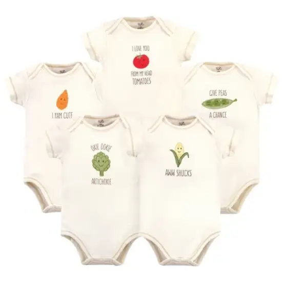 Touched by Nature Organic Cotton Bodysuits 5pk, Corn image {6}