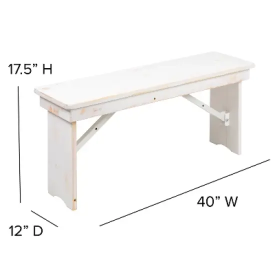 Flash Furniture HERCULES Series 40" x 12" Solid Pine Folding Farm Bench image {5}