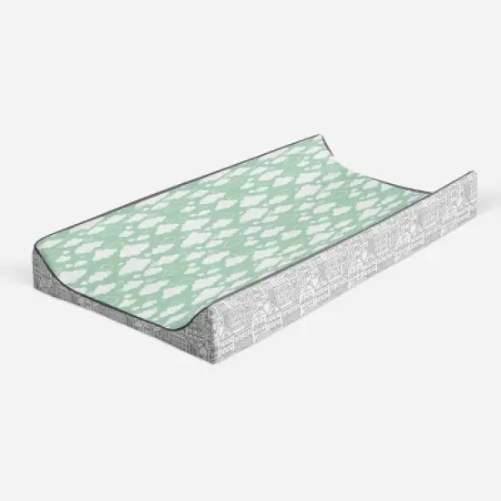 Bacati - Clouds in the City Mint/ Clouds Quilted Changing Pad Cover image {6}