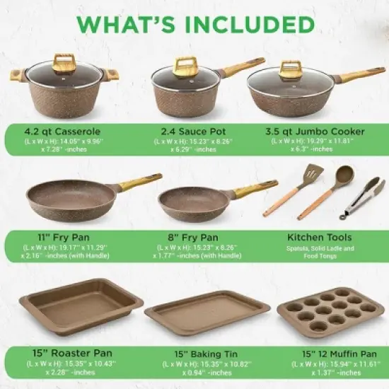 Nutrichef 22-Piece Non-Stick Cookware and Bakeware Set - Maroon Marble image {2}