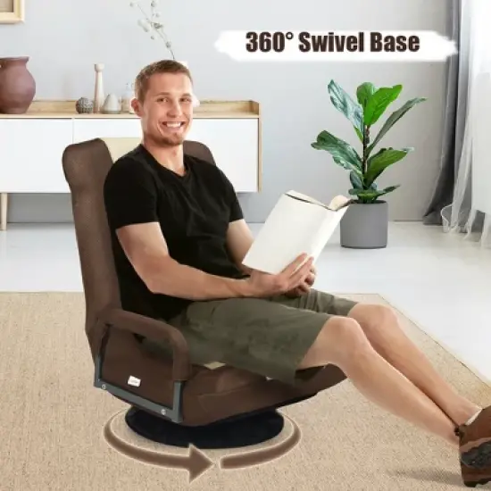 360-Degree Swivel Gaming Floor Chair with Foldable Adjustable Backrest image {3}