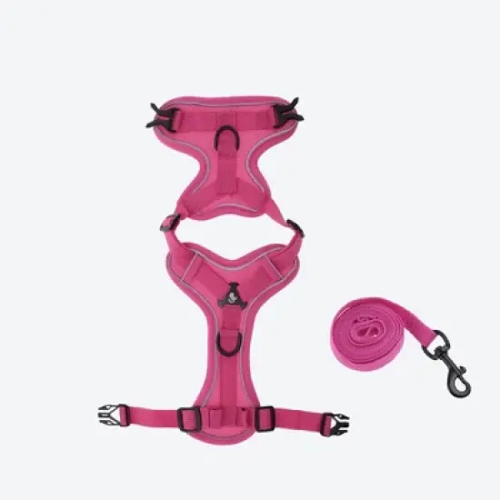 Unique Bargains Cat Harness and Leash with Reflective Strips Medium Rose Red 1 Set image {3}