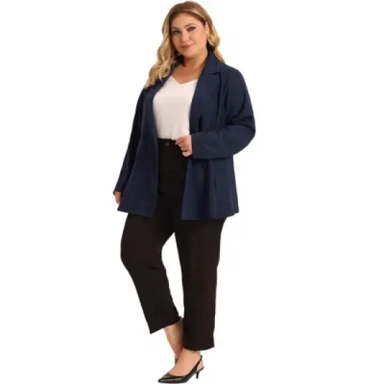 Agnes Orinda Women's Plus Size Lapel Work Double Breasted Jacket Blazers image {2}