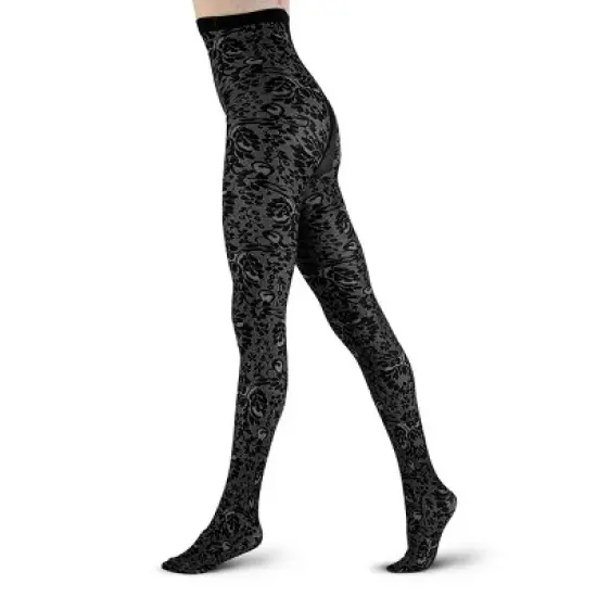 LECHERY Women's Velvety Silky Floral Tights image {3}