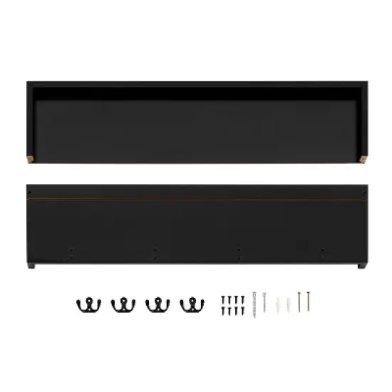 25.6" x 5.75 Wall Mounted Entryway Coat Rack with Decorative Ledge Shelf and Hooks Black - Danya B. image {14}