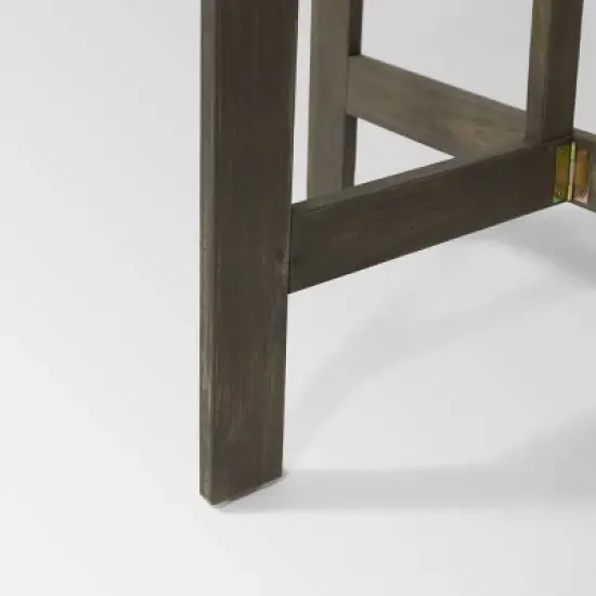 Westmount 3pc Half-Round Folding Acacia Wood Bistro Set - Gray - Christopher Knight Home image {5}