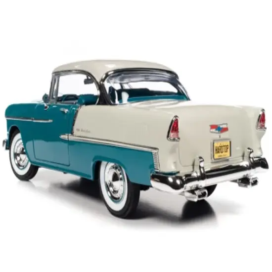 1955 Chevrolet Bel Air Skyline Blue and India Ivory White "American Muscle" Series 1/18 Diecast Model Car by Auto World image {5}