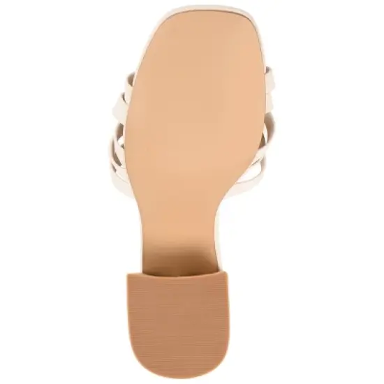 Journee Collection Womens Moree Open Square Toe Block Heel Sandals Ivory 6 image {4}