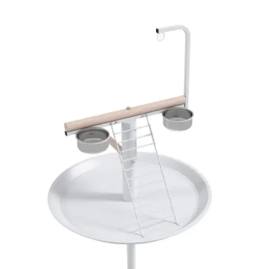 Munora 54.25" Bird Feeder Stand with Wheels, Perches, Feed Bowls & Round Tray - Mobile Perch Stand for Parrots image {6}
