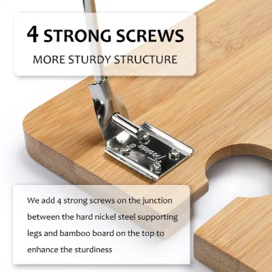 Tirrinia Natural Bamboo Wine Picnic Table, Folding Portable Outdoor Snack & Cheese Tray for Concerts at Park or Party, Beach, Summer Camping image {2}