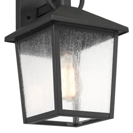 John Timberland Westmont 13 3/4" High Modern Outdoor Wall Light Fixture Mount Porch House Set of 2 Weatherproof Sand Black Aluminum Seeded Glass Shade image {2}