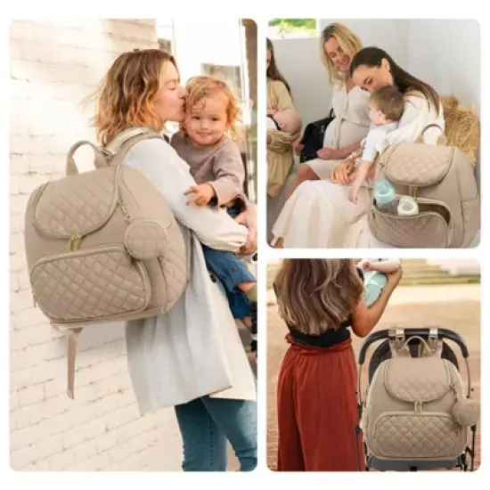 Itopfox Small Waterproof Diaper Backpack with Changing Pad, Stylish Baby Bag for Travel, Includes Stroller Buckles, 14 Inch image {1}