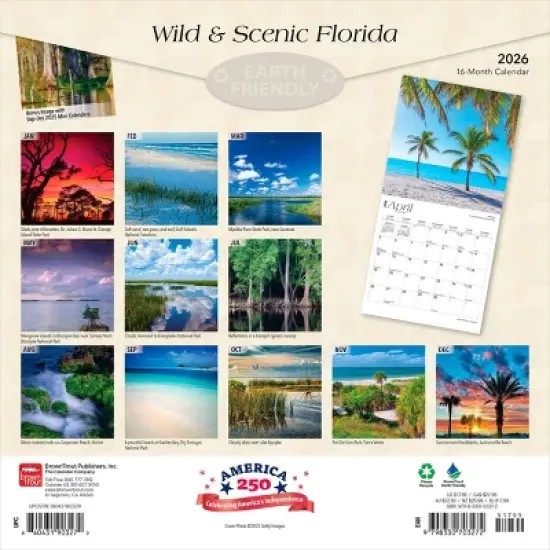 BrownTrout Florida Wild and Scenic 2026 12"x24" Hanging Square Wall Calendar Plastic-Free image {1}