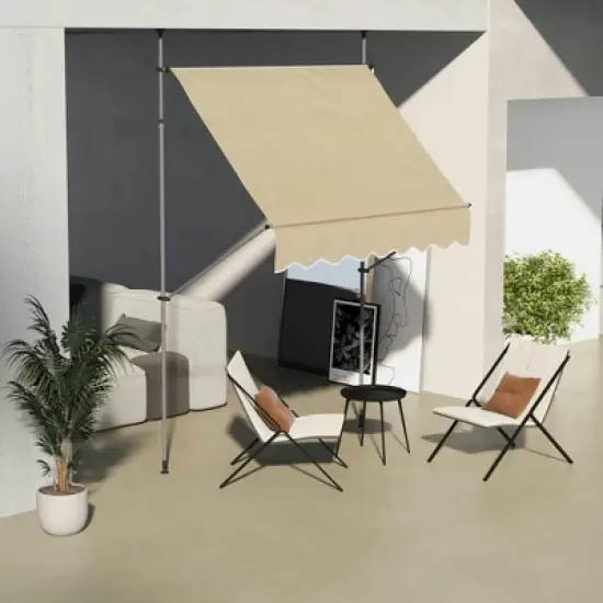 Resenkos Patio Awning, Outdoor Sun Shade Shelter Cover Awnings,6.5' x 4' Manual Retractable Awning, Non-Screw Patio Awning, UV Resistant, image {5}