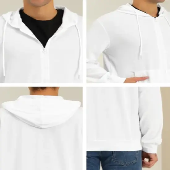 Lars Amadeus Men's Zip Up Long Sleeves Solid Color Knit Hooded Jackets image {5}