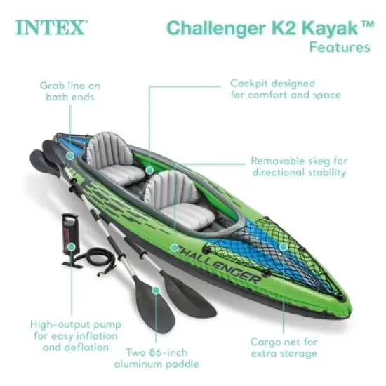 Intex Challenger Inflatable Kayak Set and Accessory Kit with Oars & Pump image {7}