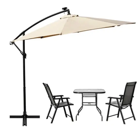 LeisureMod Willry Modern 10FT Outdoor Offset Cantilever Hanging Patio Umbrella with Solar Powered LED &ndash; Backyard, Deck, Garden, Poolside, Patio Shade image {3}