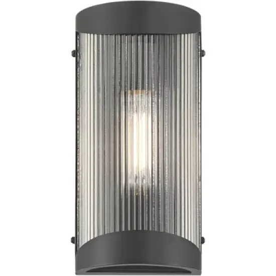 Possini Euro Design Possini Euro August 11" High Textured Black Outdoor Wall Light image {4}