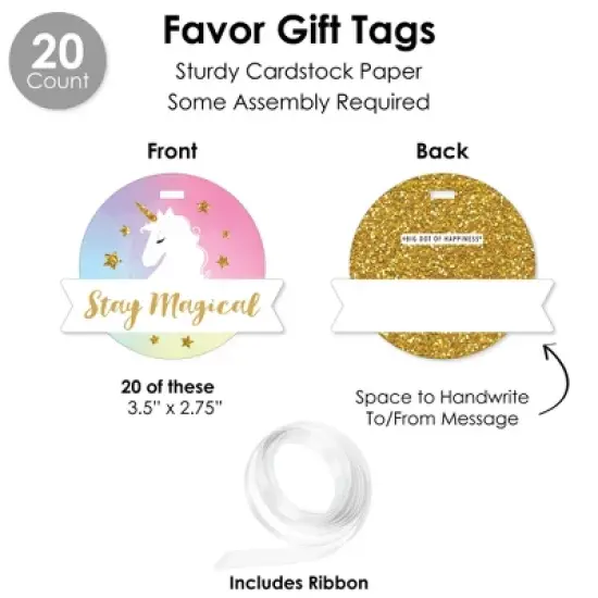 Big Dot of Happiness Rainbow Unicorn - Magical Unicorn Baby Shower or Birthday Party Favors and Cupcake Kit - Fabulous Favor Party Pack - 100 Pieces image {5}