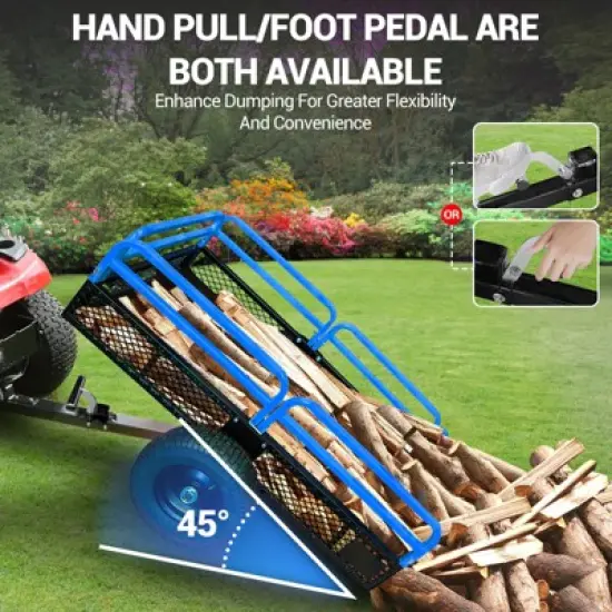 Steel Utility Garden Cart, 15 Cu Ft, 900/1500 Lb Capacity, with Tow Handle, Foot Pedal and Removable Sides, for ATV, UTV and Tractors image {5}