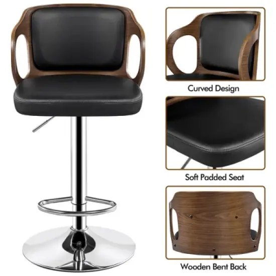 Yaheetech Bar Counter Stool Height Adjustable Faux Leather for Kitchen Counter Home Bar Pub image {3}