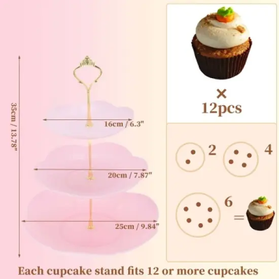 Unique Bargains Petal-shaped 3-Layer  Cake Display Holder with Tiered Serving Tray for Pastries Donuts and Fruits image {1}