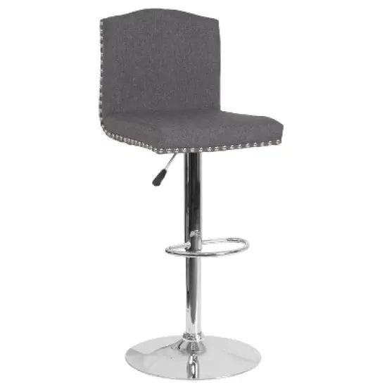 Flash Furniture Bellagio Contemporary Adjustable Height Crown Back Barstool with Accent Nail Trim image {17}