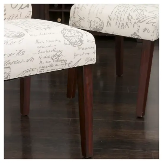 Set of 2 French Handwriting Linen Dining Chair Beige - Christopher Knight Home image {1}