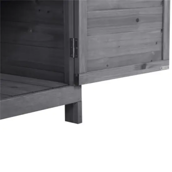 SKRAN Outdoor 39" Potting Bench Table, Rustic Garden Wood Workstation Storage Cabinet Garden Shed with 2-Tier Shelves and Side Hook, Grey image {8}