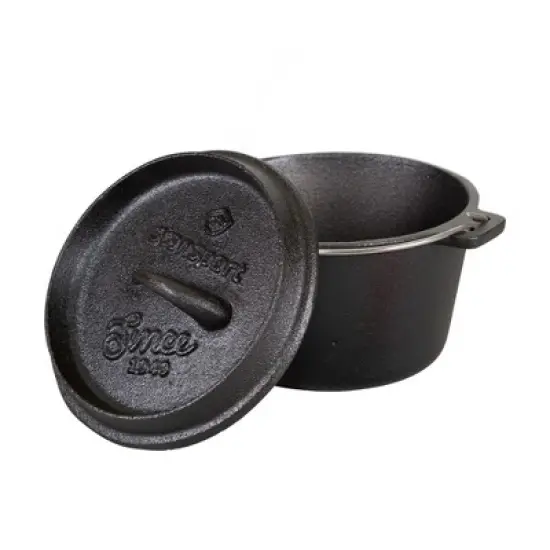 Stansport Preseasoned Cast Iron Flat Bottom Dutch Oven image {1}