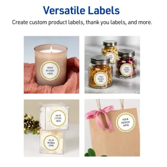 Avery&reg; Labels, 2" Diameter, Gold Beads, Matte White, 120ct image {5}