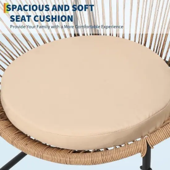 Jojoka 3 Piece Rattan Wicker Bistro Set,Modern Patio Furniture Set with 2 Rattan Chairs and Side Table for Outdoor,Brown image {7}