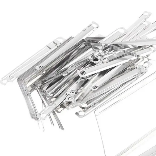 Unique Bargains Silver Tone Metal Organizer Binder Documents Clip Paper Fasteners 50 Sets image {3}