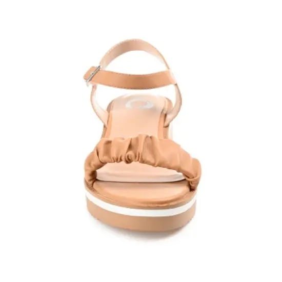 Journee Collection Womens Dexxla Buckle Ankle Strap Low Platform Sandals Tan 10 image {5}